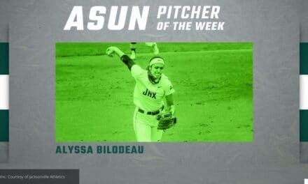 Jacksonville softball player BILODEAU’S BIG WEEKEND LEADS TO ASUN PITCHER OF THE WEEK AWARD